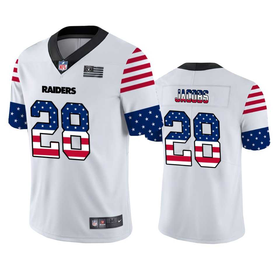 Nike Raiders 28 Josh Jacobs White USA Flag Fashion Limited Jersey Dyin,We sell and wholesale Nike Raiders 28 Josh Jacobs White USA Flag Fashion Limited Jersey Dyin on line form chian!